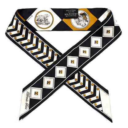 Hermes Silk Colliers Et Chiens Twilly Black Gold White 1 of 4