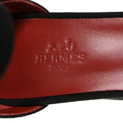 Hermes Suede Goatskin Baby 90 Pump 38 Black 9 of 12