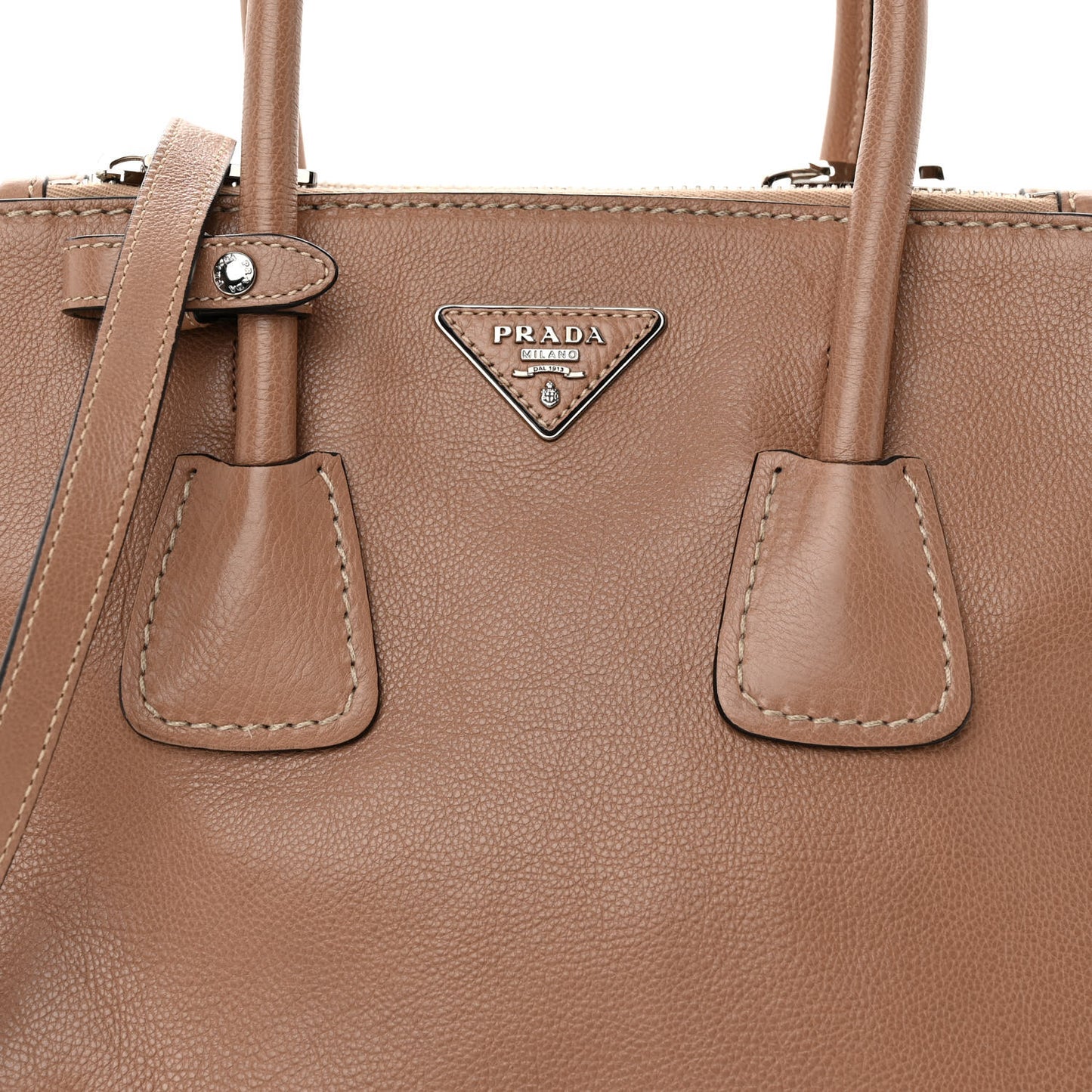 Glace Calfskin Small Twin Pocket Tote Cammeo