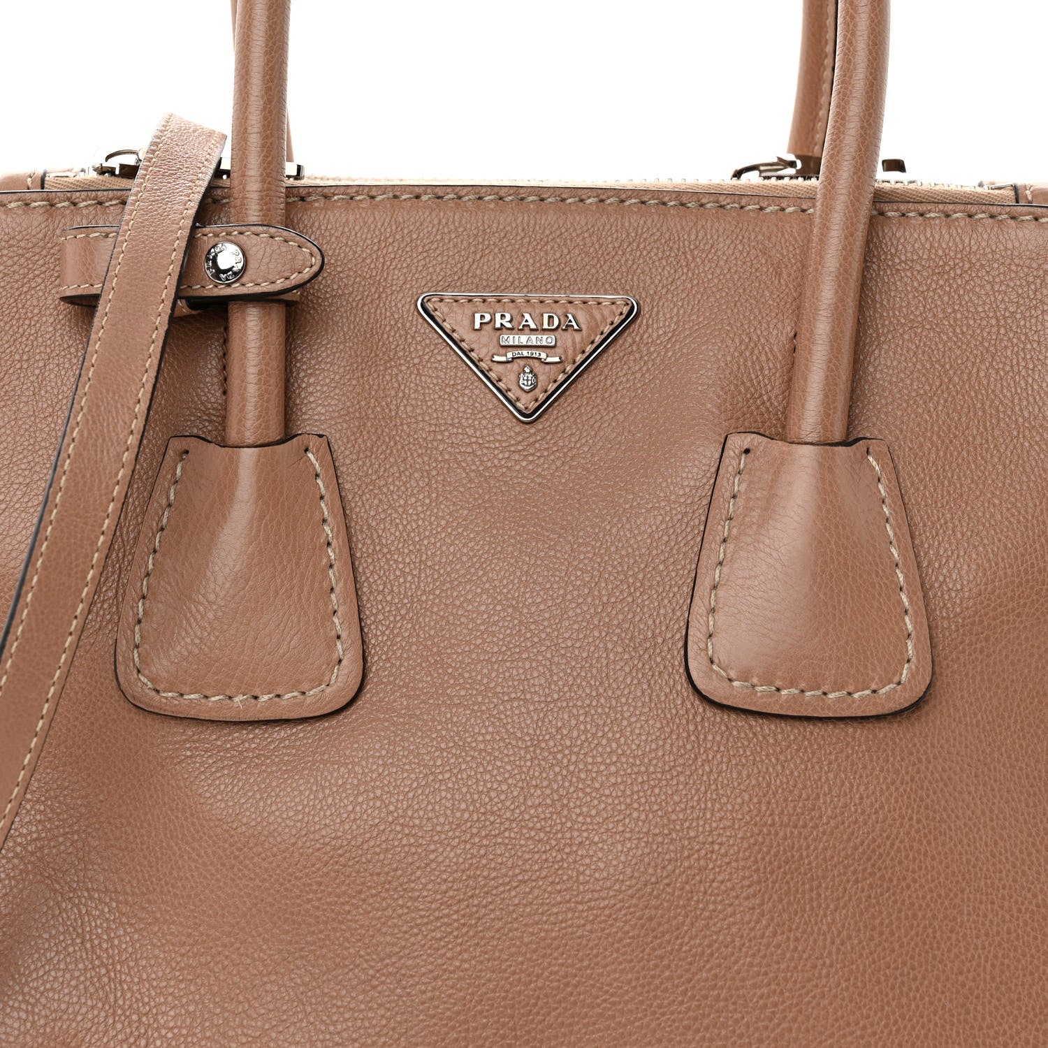 Prada Glace Calfskin Small Twin Pocket Tote Cammeo 7 of 11