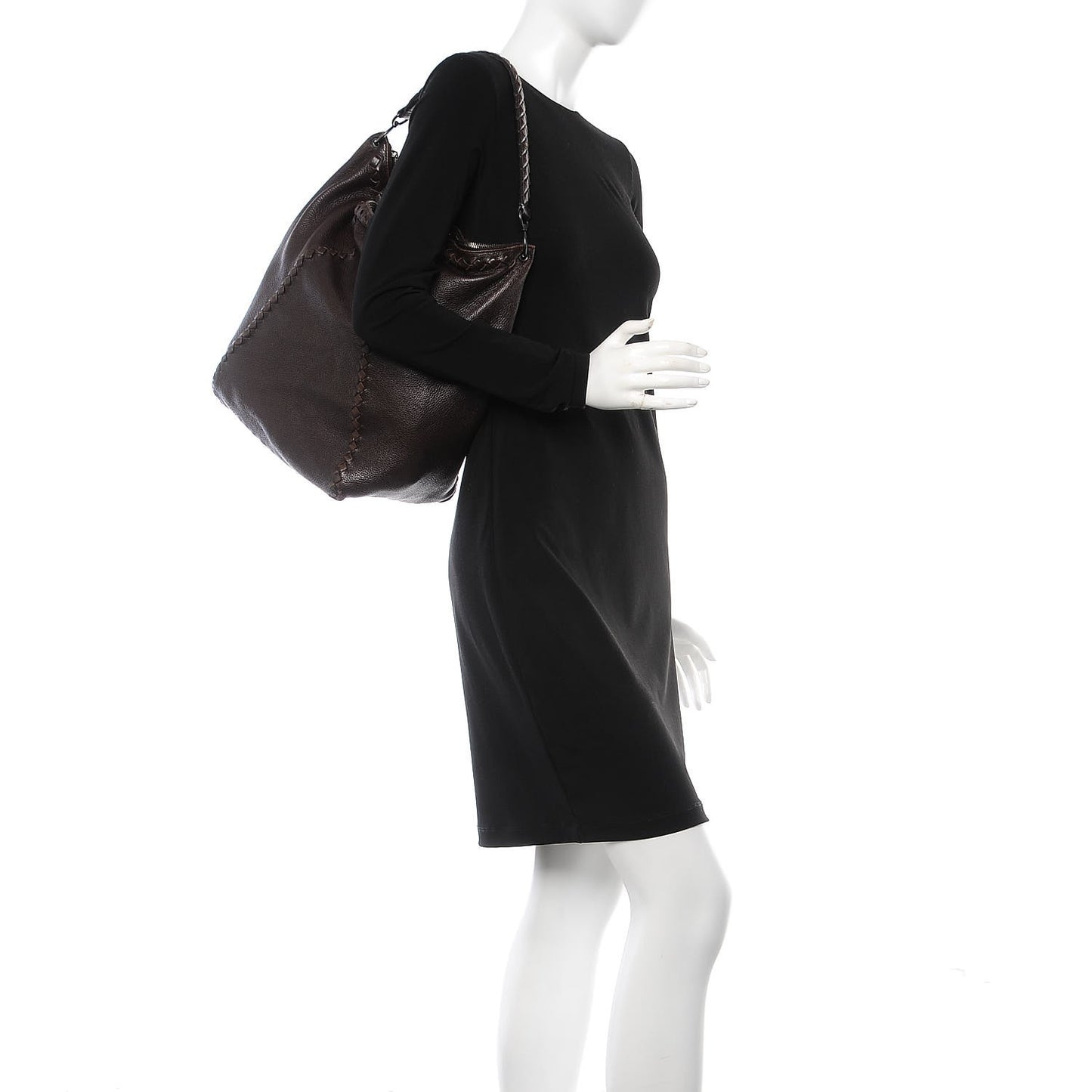 Washed Cervo Deerskin Loop Hobo Bag Ebano