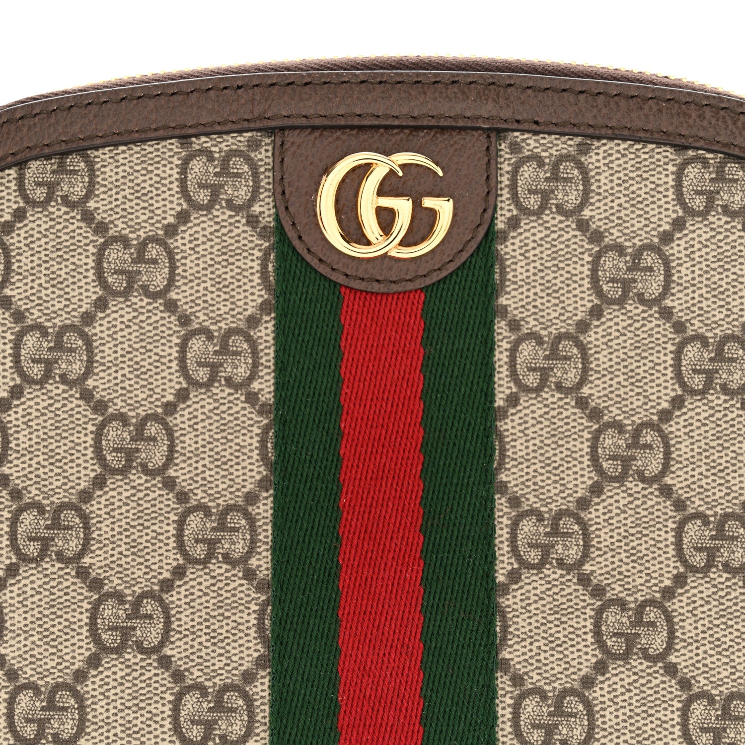 Gucci GG Supreme Monogram Textured Calfskin Web Large Ophidia Cosmetic Case Beige Ebony New Acero 8 of 8