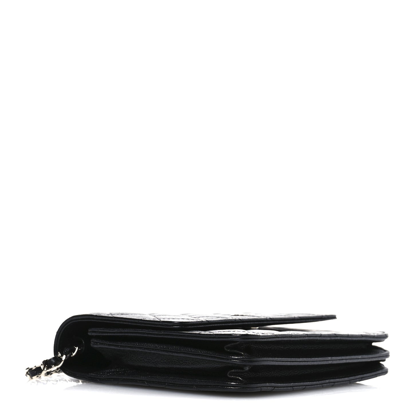 Caviar Quilted Square Wallet On Chain WOC Black