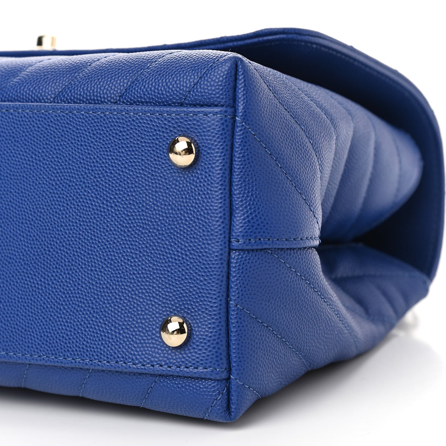 Chanel Caviar Chevron Quilted Small Coco Handle Flap Blue 10 of 11