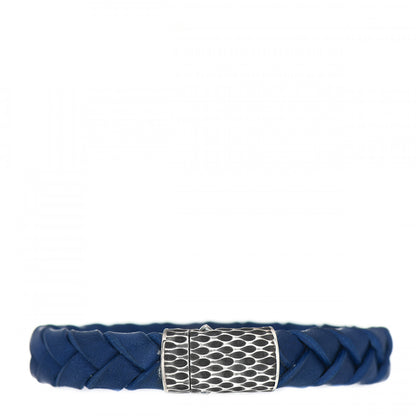 John Hardy Sterling Silver Leather Braided Kali Bracelet Blue 1 of 4