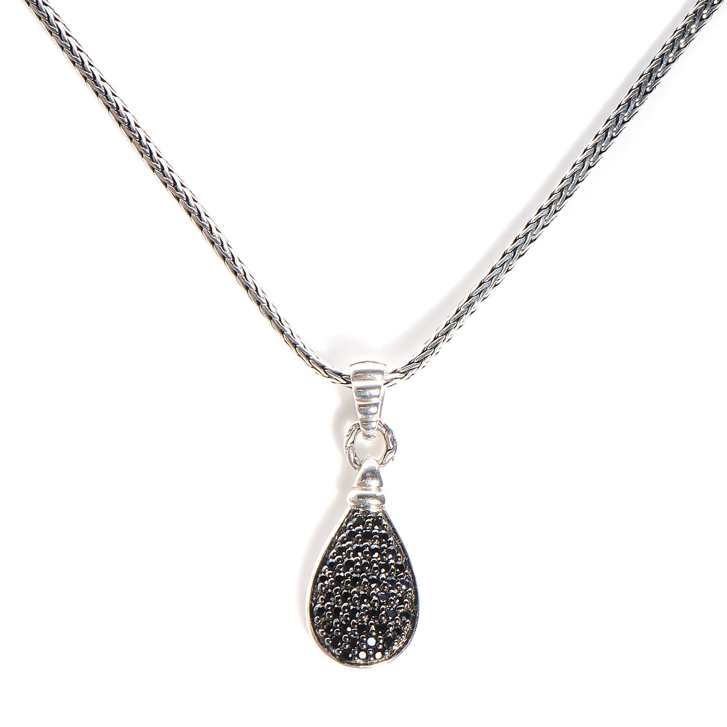 John Hardy Sterling Silver Black Sapphire Small Bedeg Lava Drop Pendant Necklace 1 of 4
