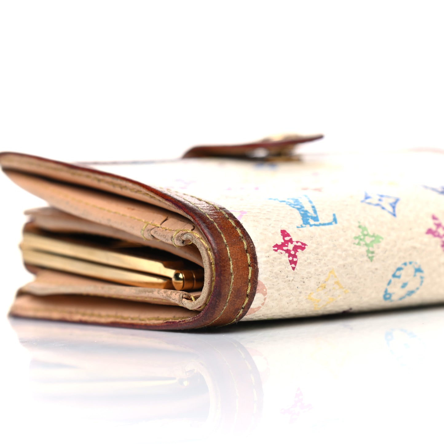 Monogram Multicolor French Purse Wallet White