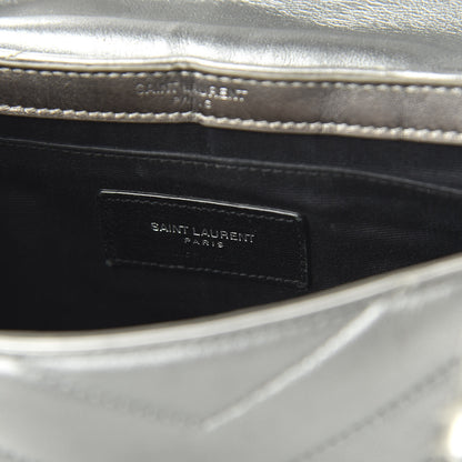 Saint Laurent Calfskin Y Quilted Monogram Loulou Flap Bag Argento 8 of 11