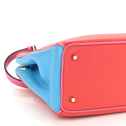 Christian Dior Calfskin Tri-Color Mini Diorissimo Tote Red Pink Blue 7 of 8