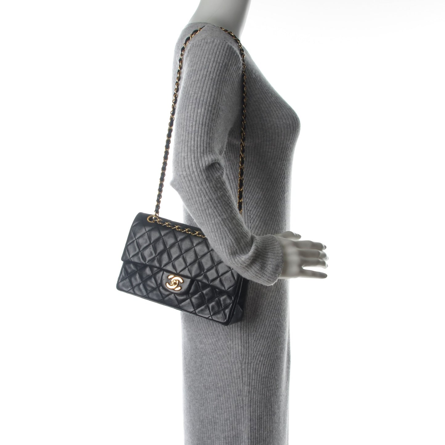Lambskin Quilted Small Double Flap Black