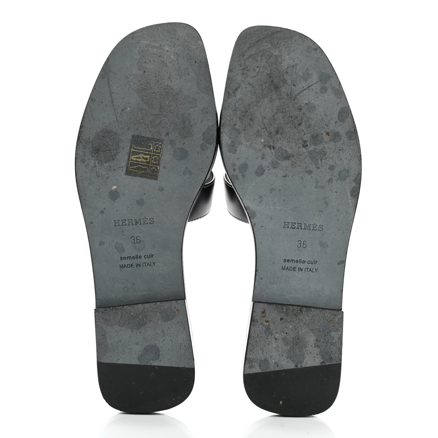 Hermes Box Calfskin Oran Sandals 36 Black 5 of 9