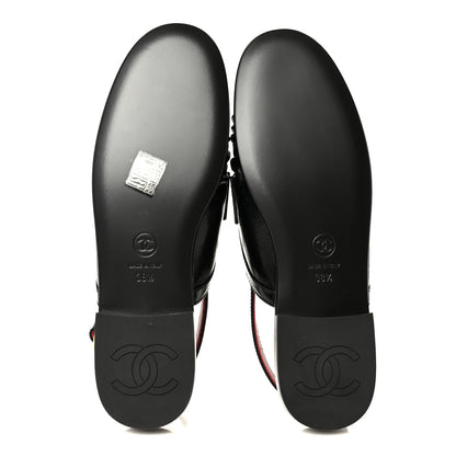 Chanel Crumpled Shiny Lambskin CC Slingback Mocassin 38.5 Black 6 of 11