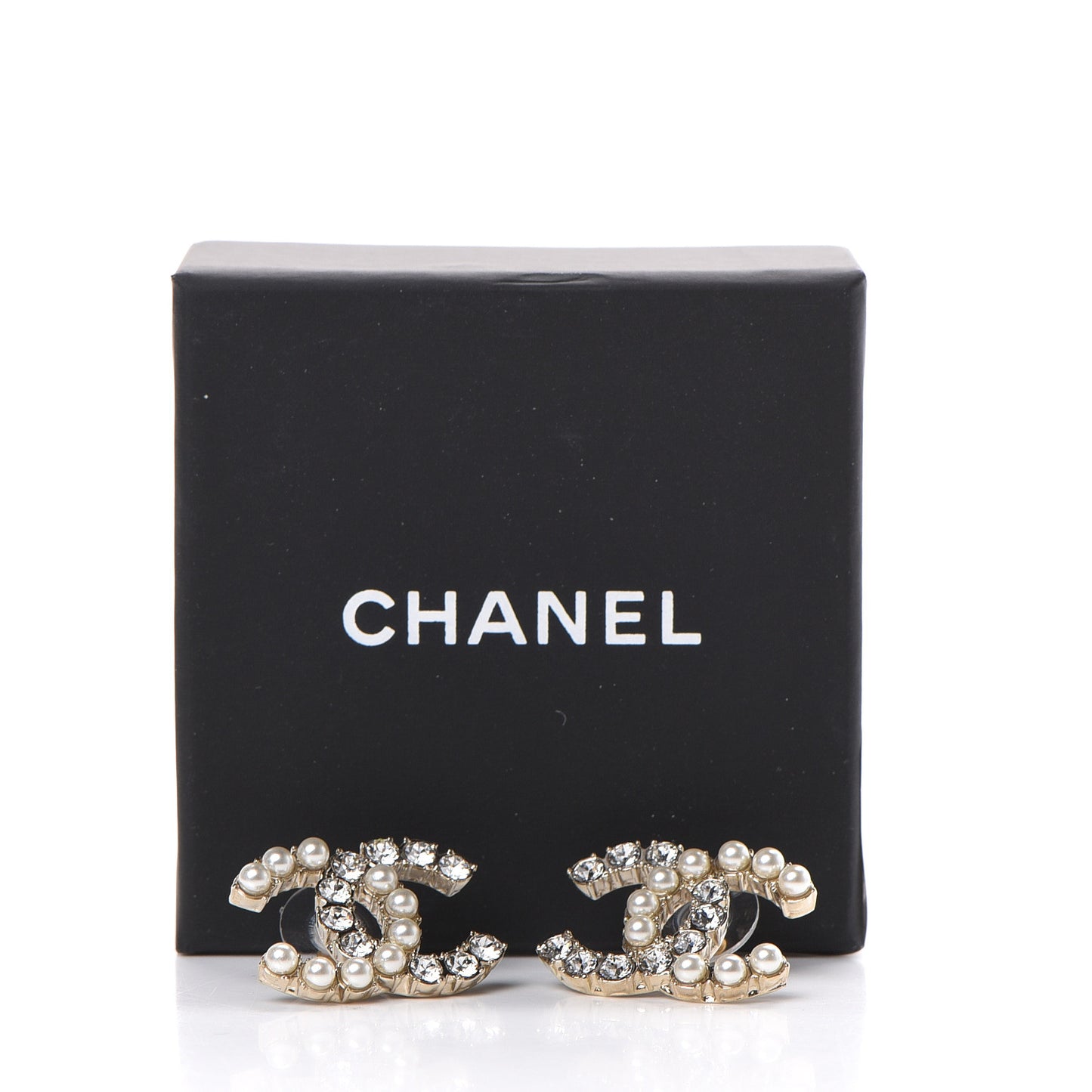 Crystal Pearl Dazzling Domino Earrings Gold