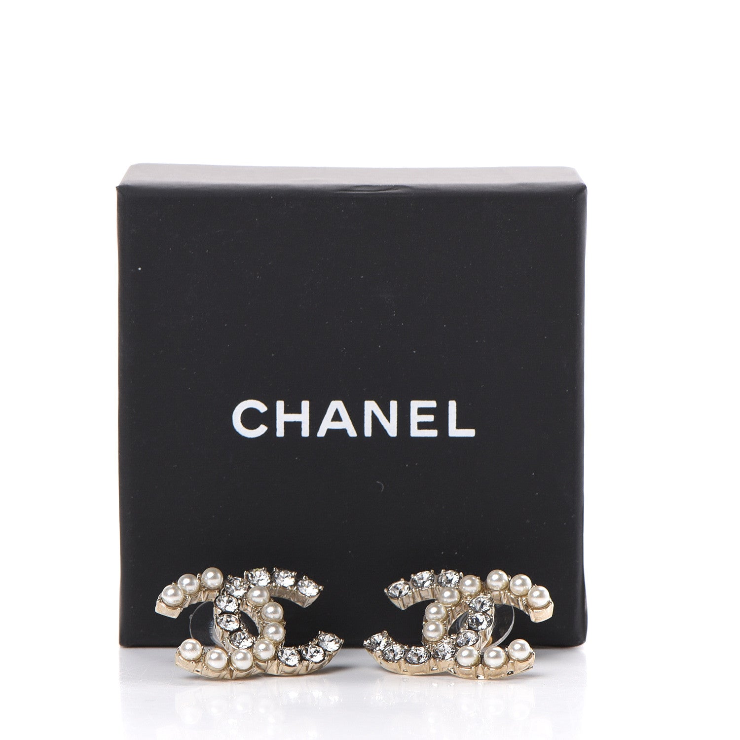 Chanel Crystal Pearl Dazzling Domino Earrings Gold 5 of 5
