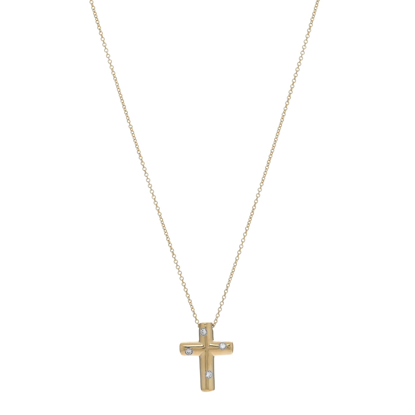 18K Yellow Gold Diamond Etoile Cross Pendant Necklace