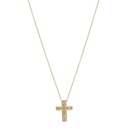 Tiffany 18K Yellow Gold Diamond Etoile Cross Pendant Necklace 1 of 4