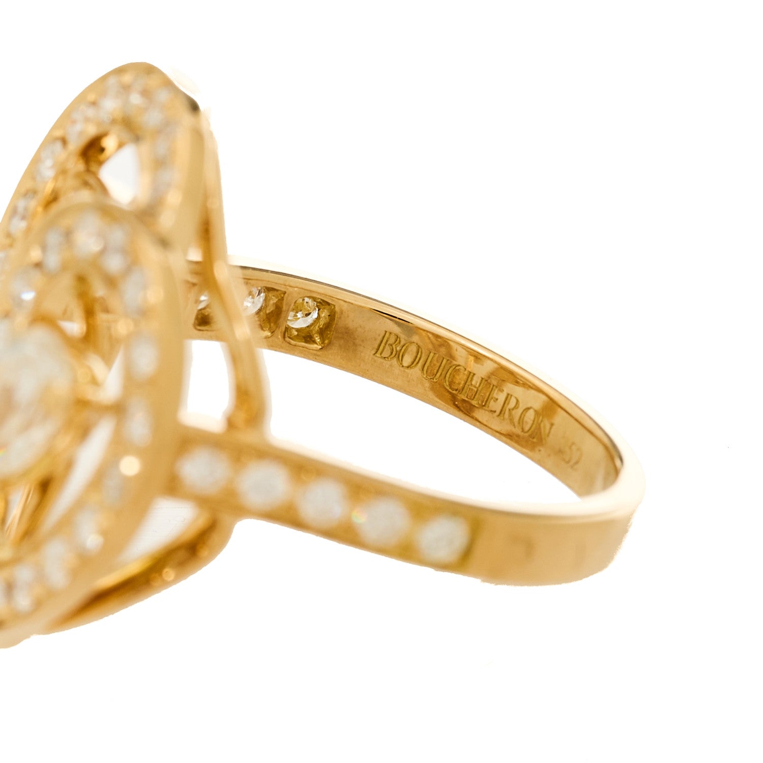 Boucheron 18K Yellow Gold Diamond Ava Deco Ring 49 4.75 7 of 8
