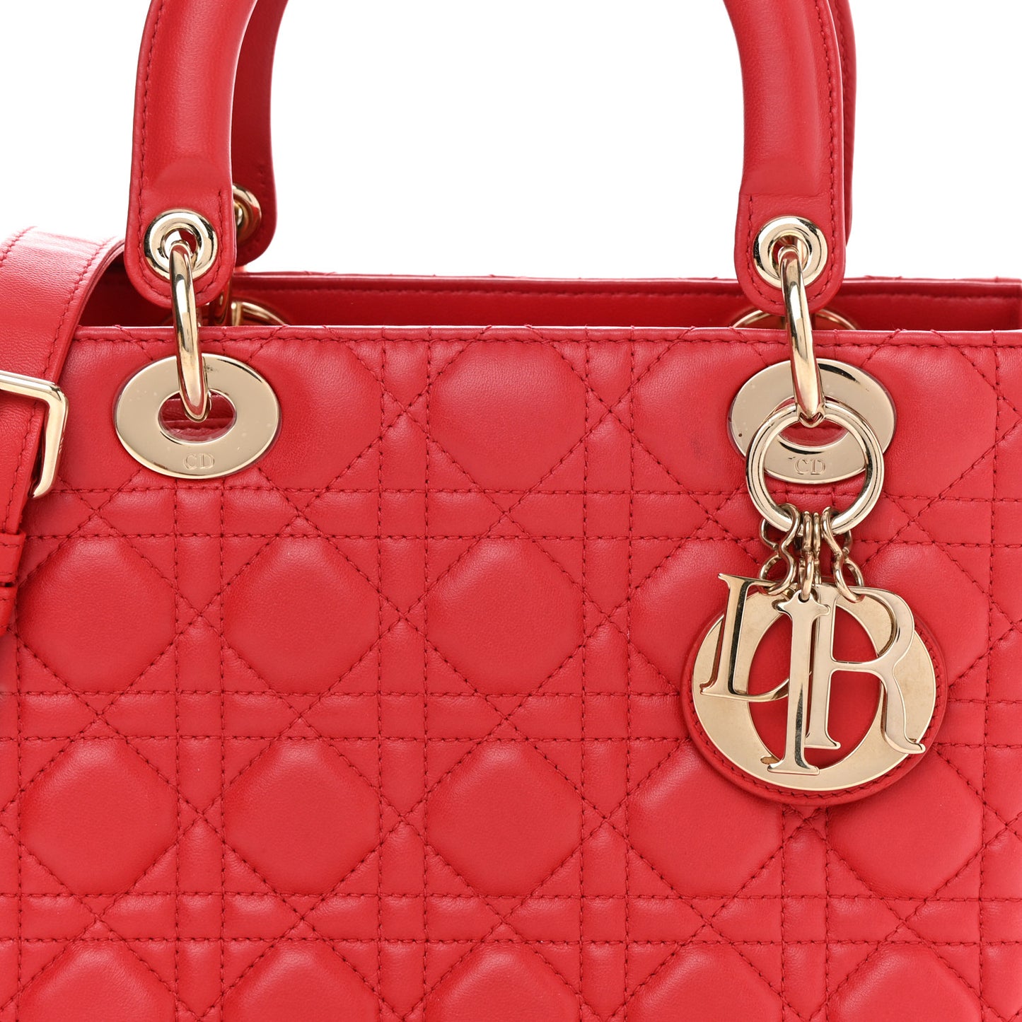 Lambskin Cannage Medium Lady Dior Red