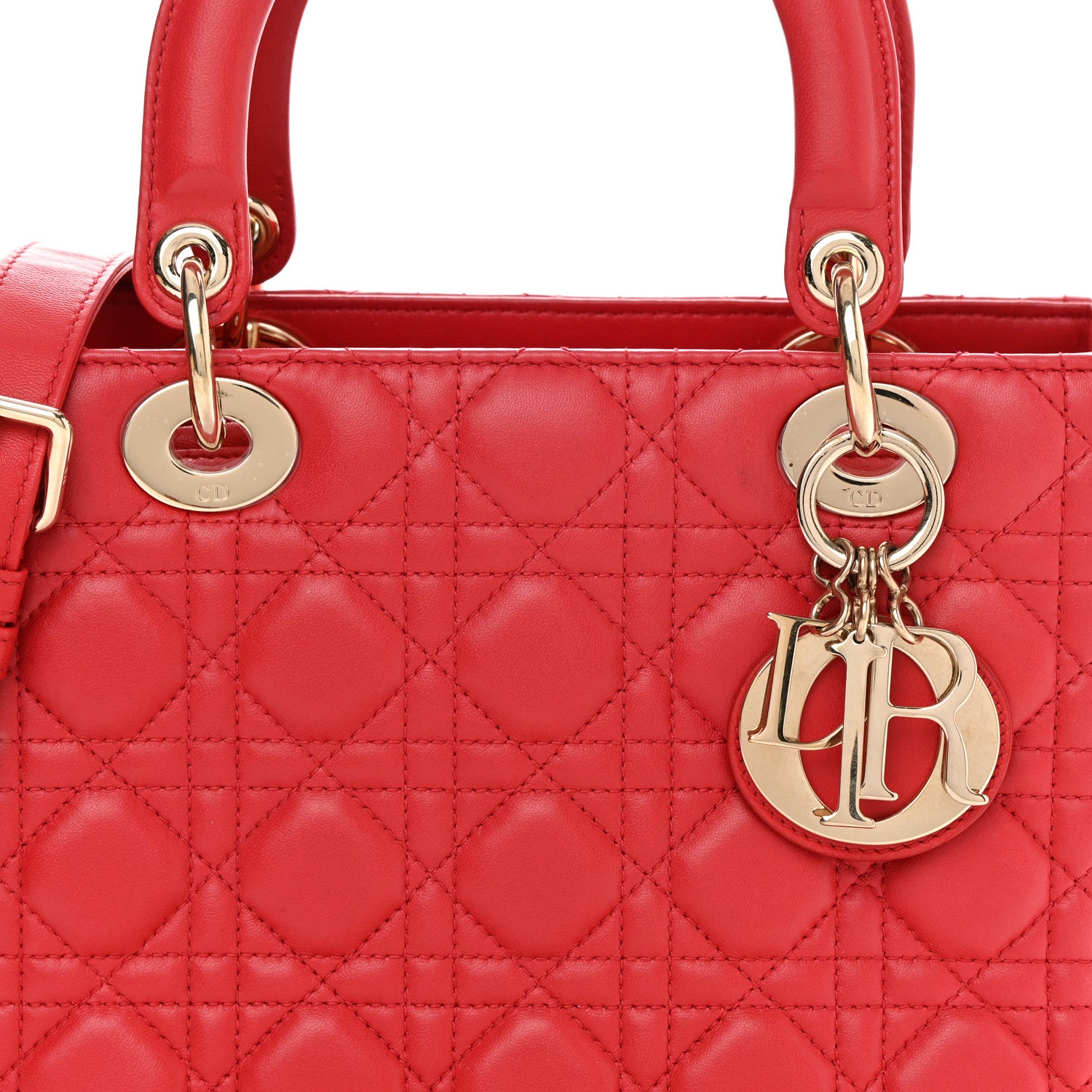 Christian Dior Lambskin Cannage Medium Lady Dior Red 8 of 14