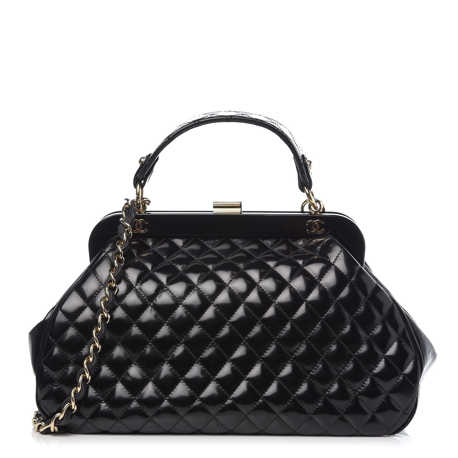 Chanel Glazed Calfskin Quilted Small Mademoiselle Frame Bag Black 1 of 9