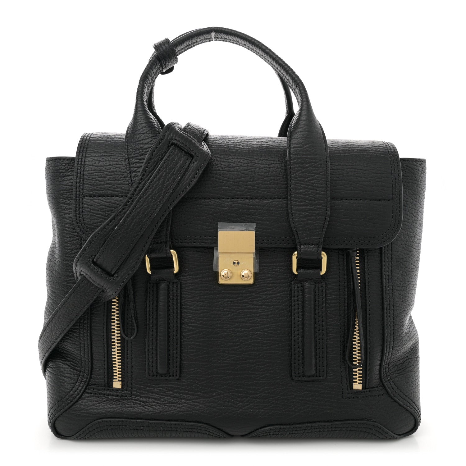 3.1 Phillip Lim Textured Calfskin Medium Pashli Satchel Black 1 of 11