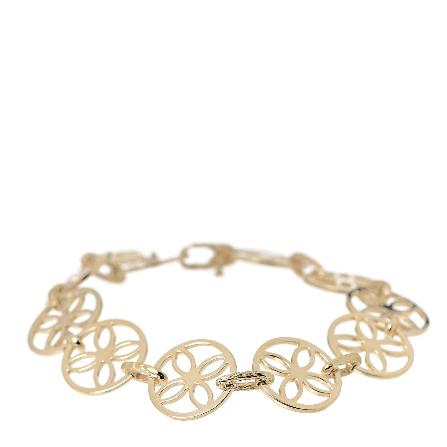 John Hardy 18K Yellow Gold Circular Floral Link Bracelet 1 of 4