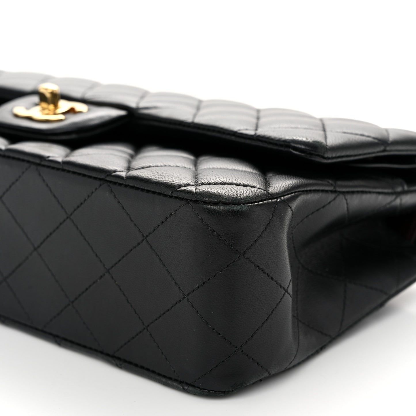 Lambskin Quilted Medium Double Flap Black