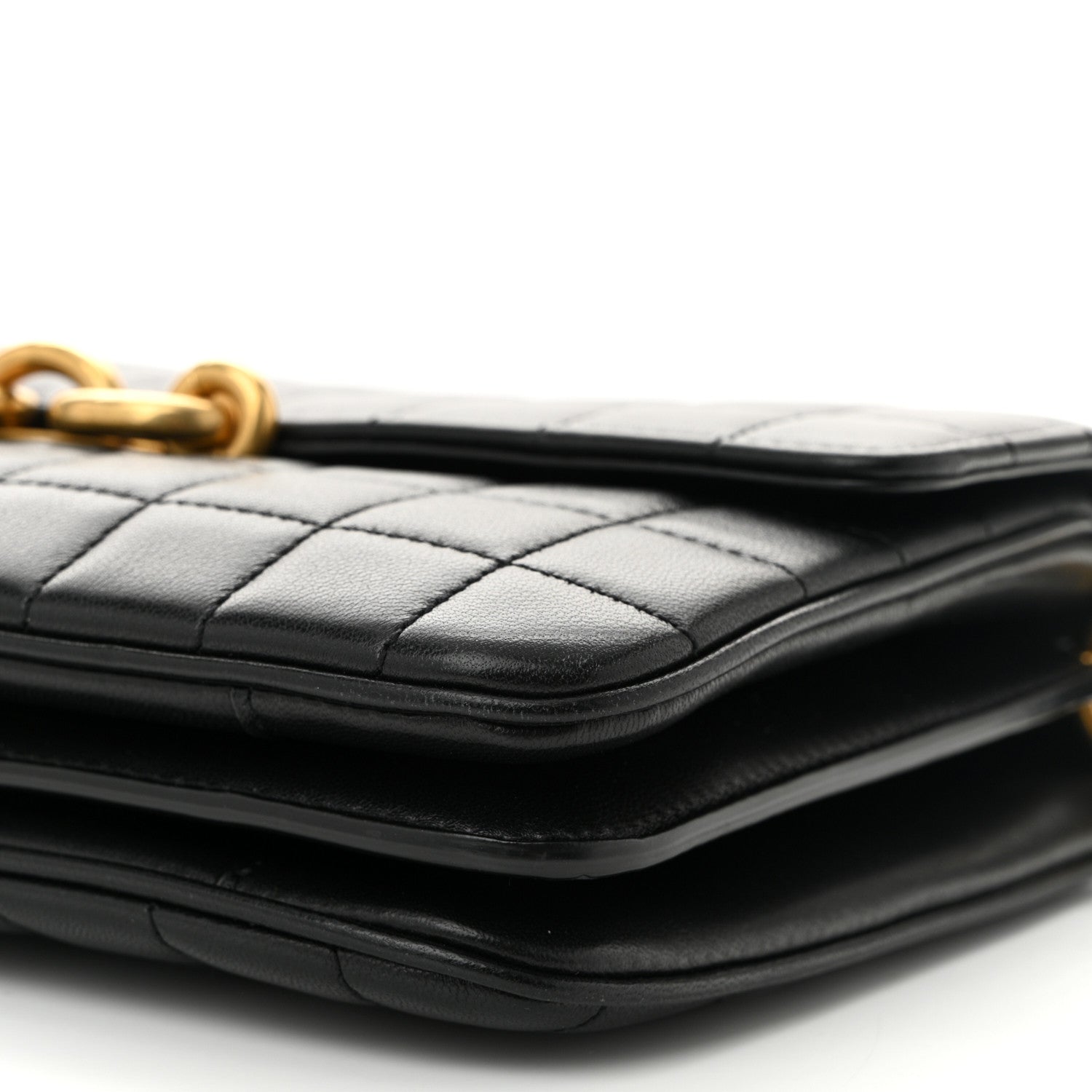 Saint Laurent Lambskin Carre Quilted Le Maillon Satchel Black 10 of 12