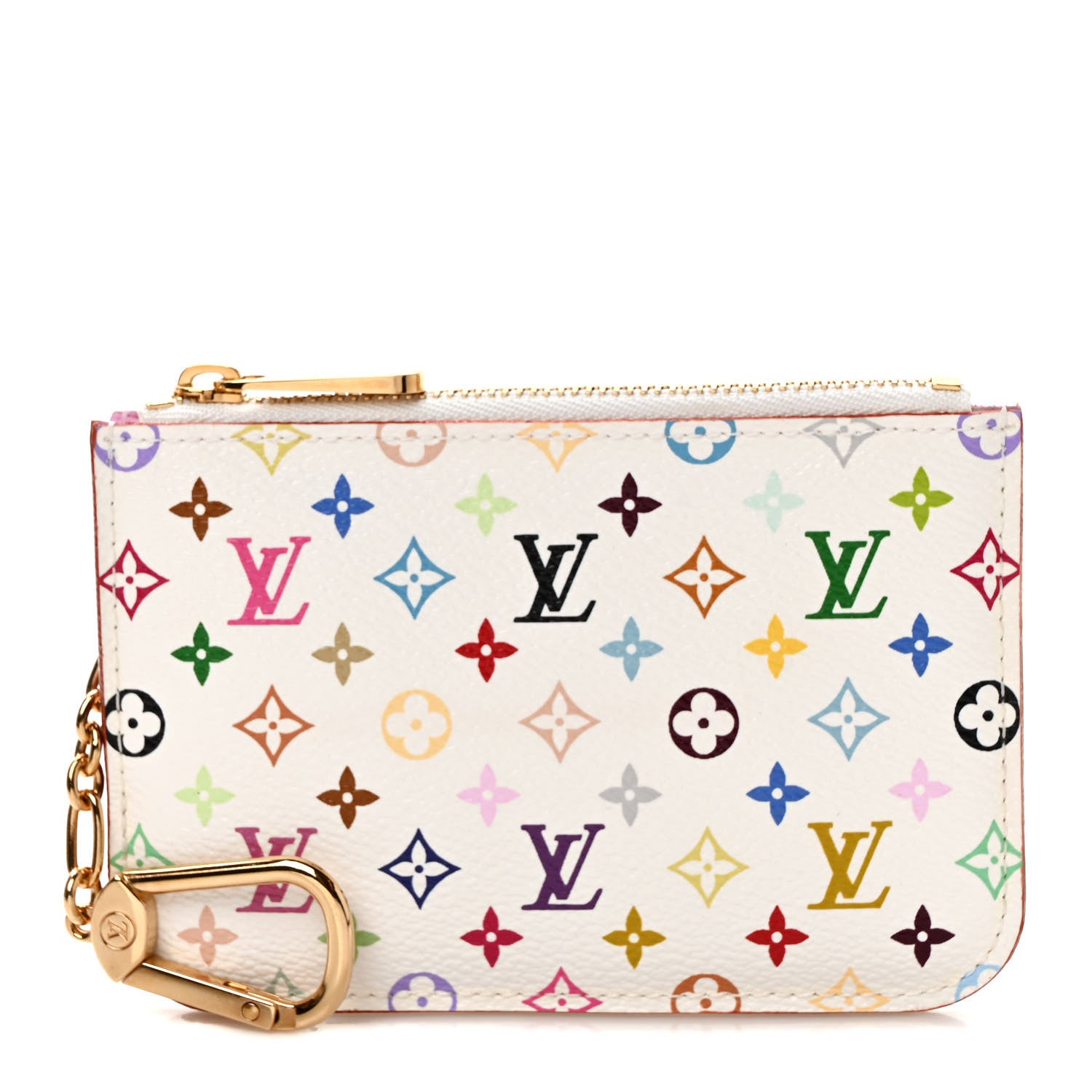 Louis Vuitton Monogram Multicolor Key Pouch White Litchi 1 of 6