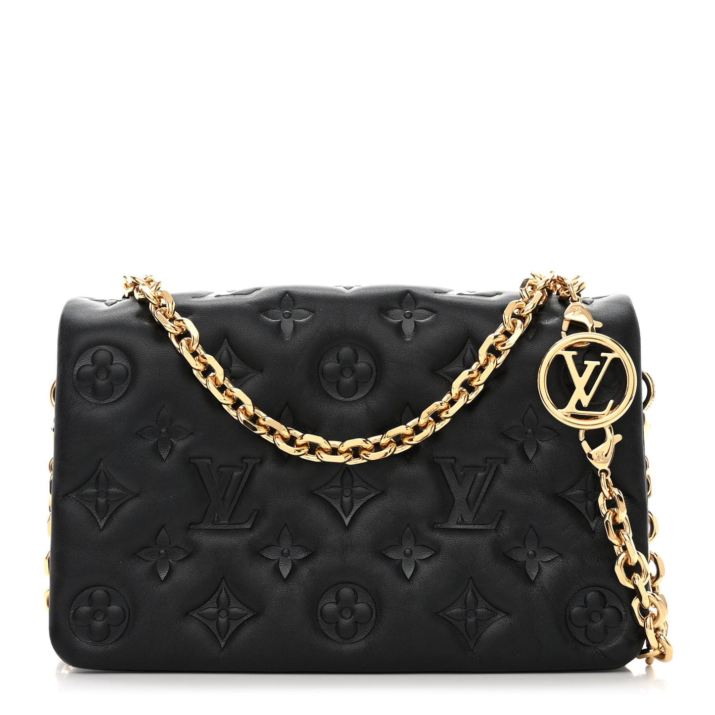 Lambskin Embossed Monogram Pochette Coussin Black