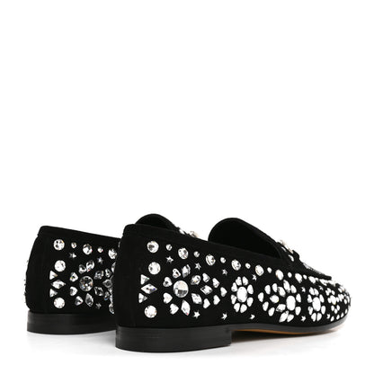 Gucci Kid Scamosciato Crystal GG Monogram Jordaan Loafer 37.5 Black 5 of 9