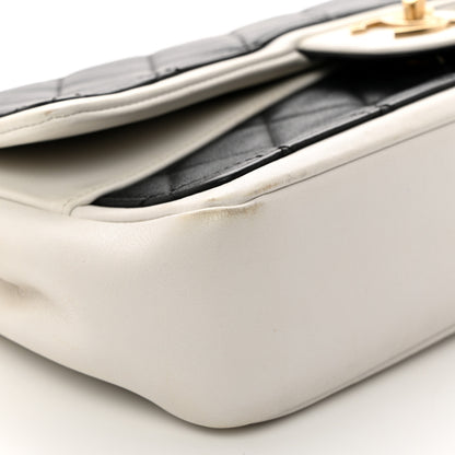 Chanel Calfskin Quilted Medium Graphic Flap Black White 9 of 10