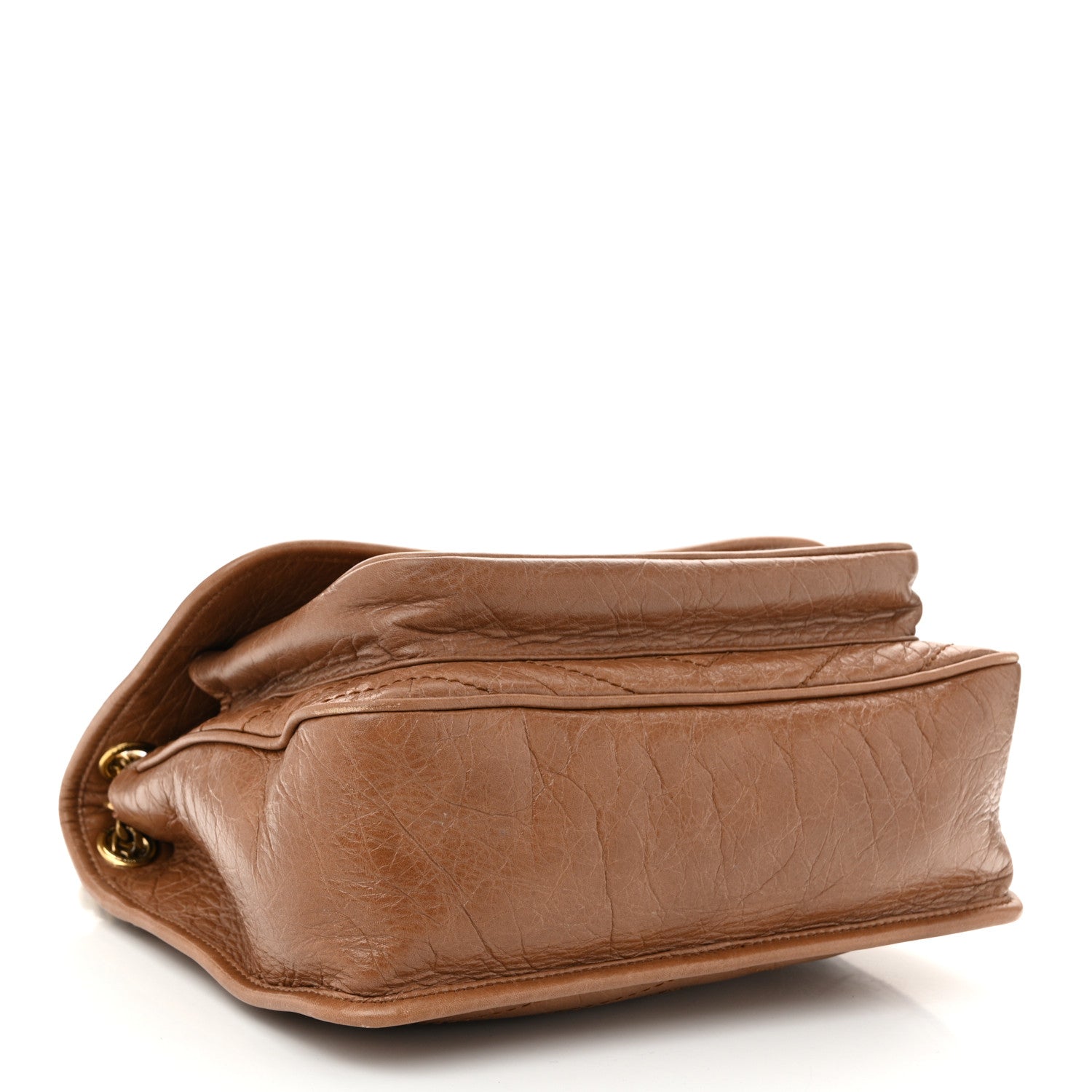 Saint Laurent Crinkled Calfskin Matelasse Monogram Medium Niki Chain Satchel Caramel 4 of 11