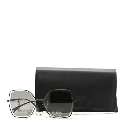 Chanel Metal Butterfly Removable Pearl Chain Sunglasses 4262 Black 8 of 8