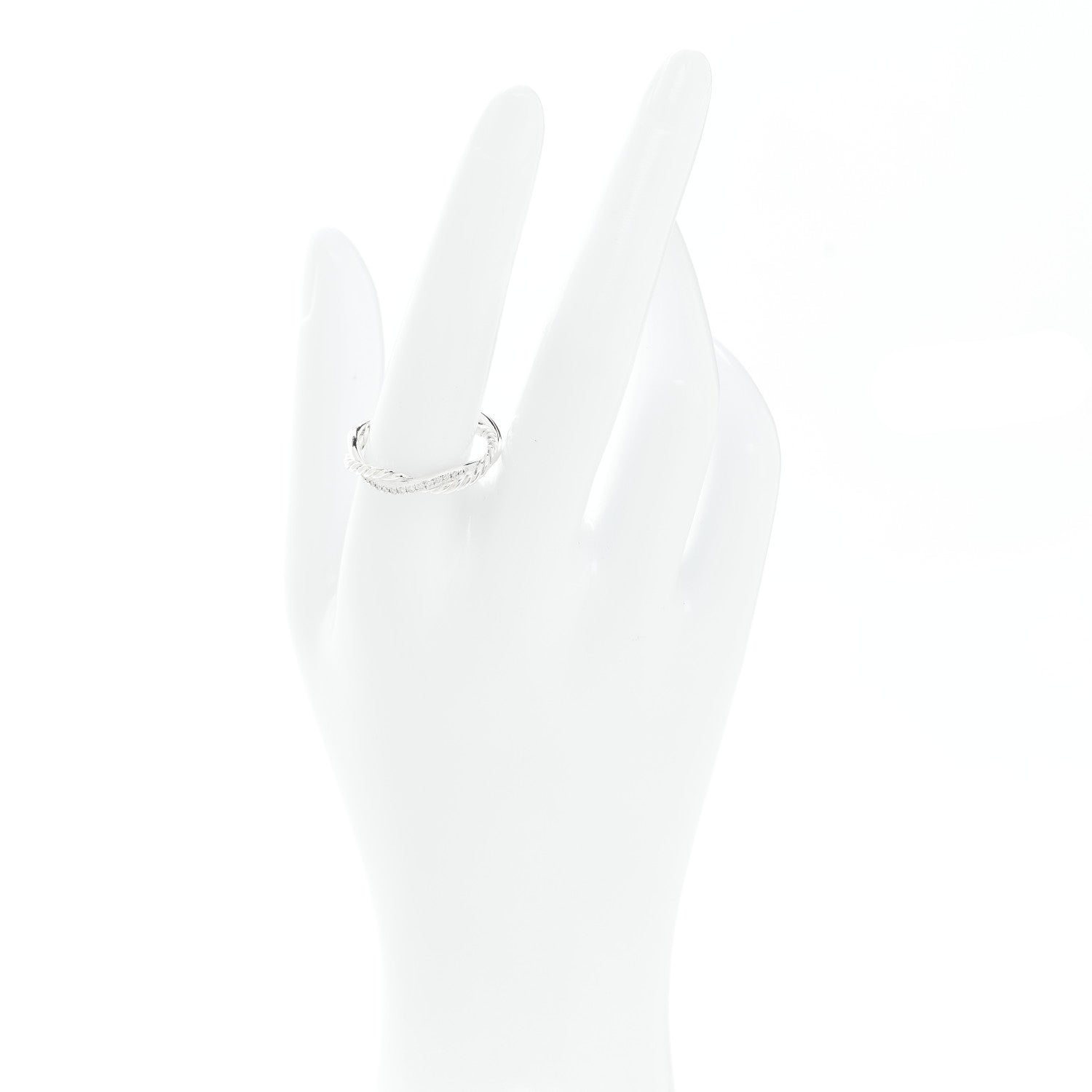 David Yurman Sterling Silver Diamond Petite Infinity Twist Ring 60 9 2 of 5