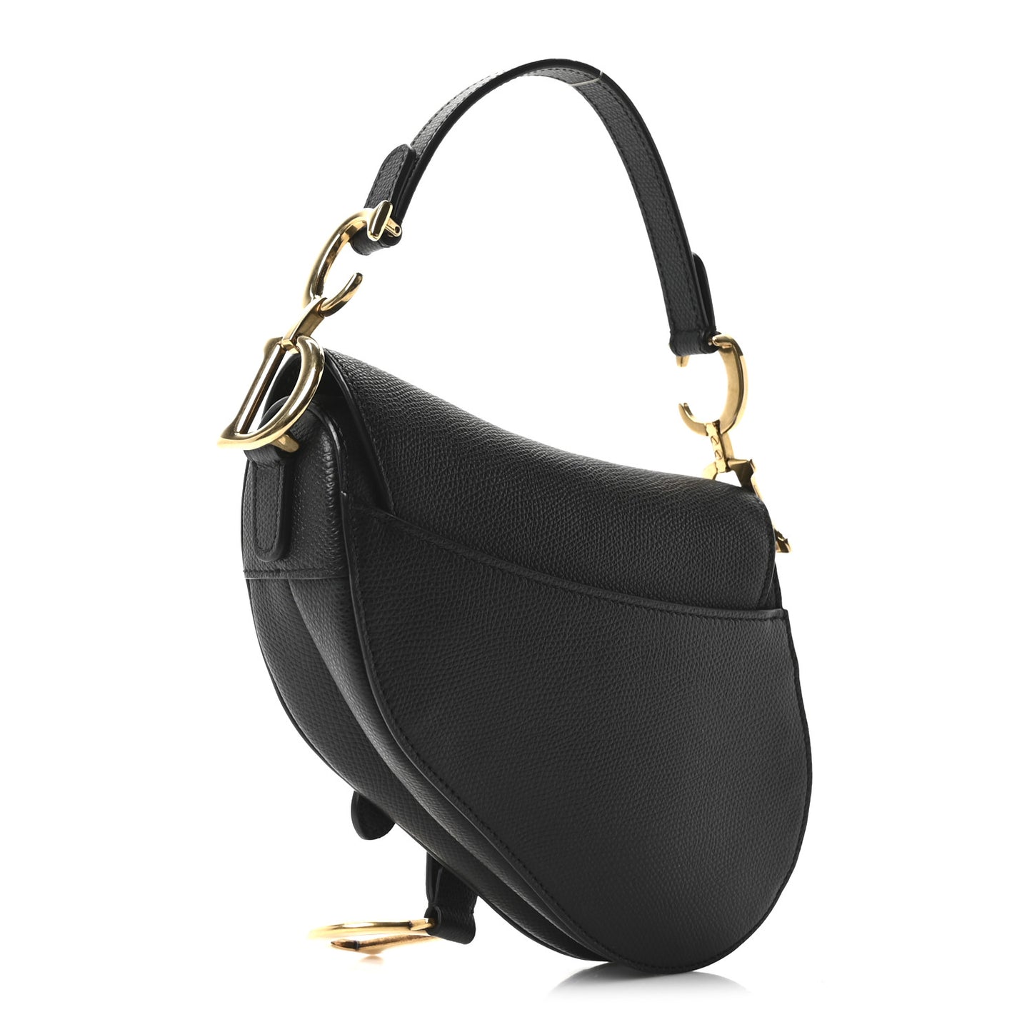 Grained Calfskin Mini Saddle Bag Black