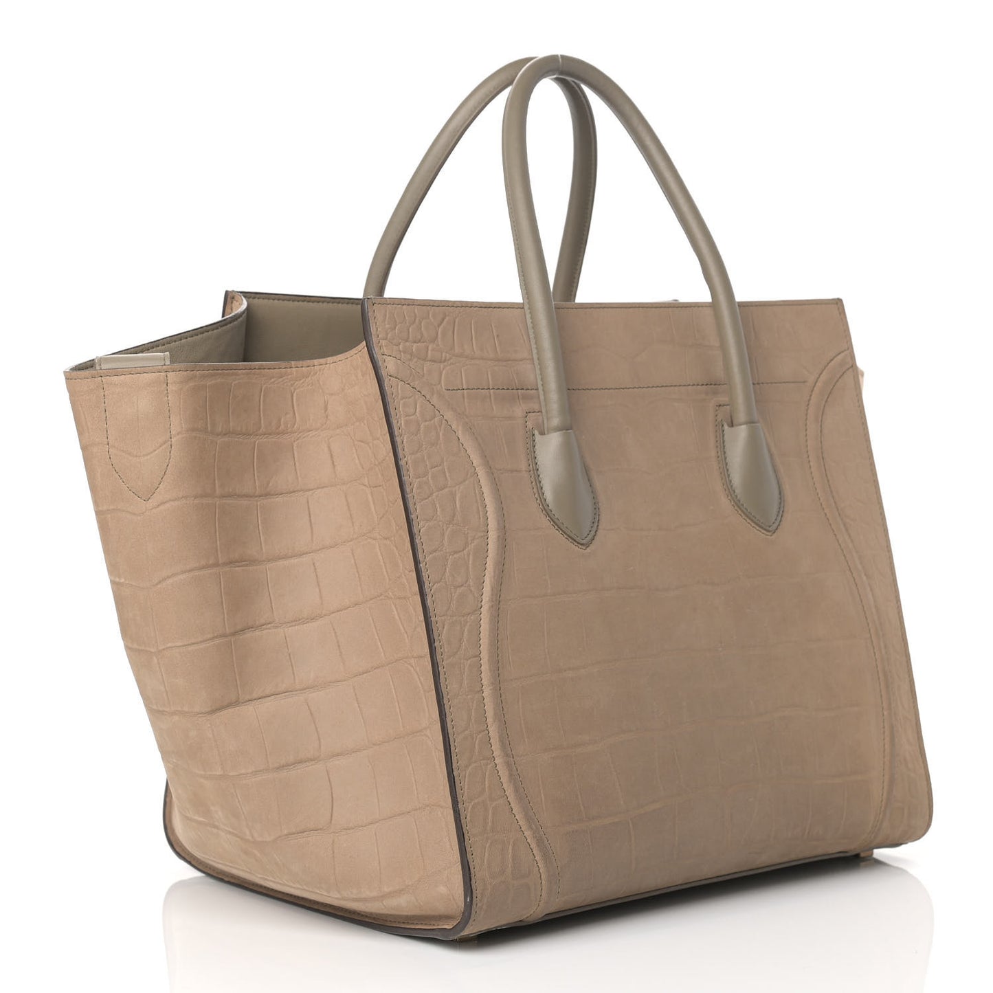 Crocodile Embossed Nubuck Medium Phantom Luggage Beige