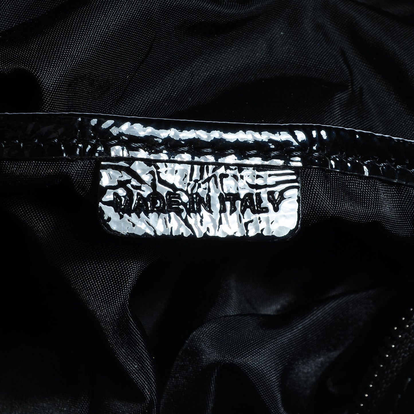 Nylon Patent Beat Check Large Tote Black