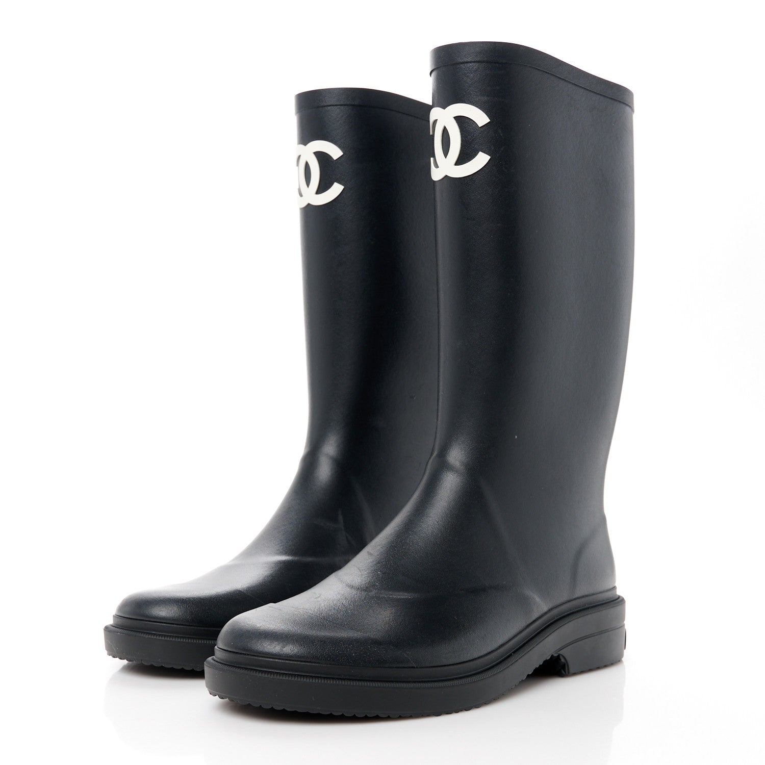 Chanel Caoutchouk CC High Boots 40 Black 3 of 9