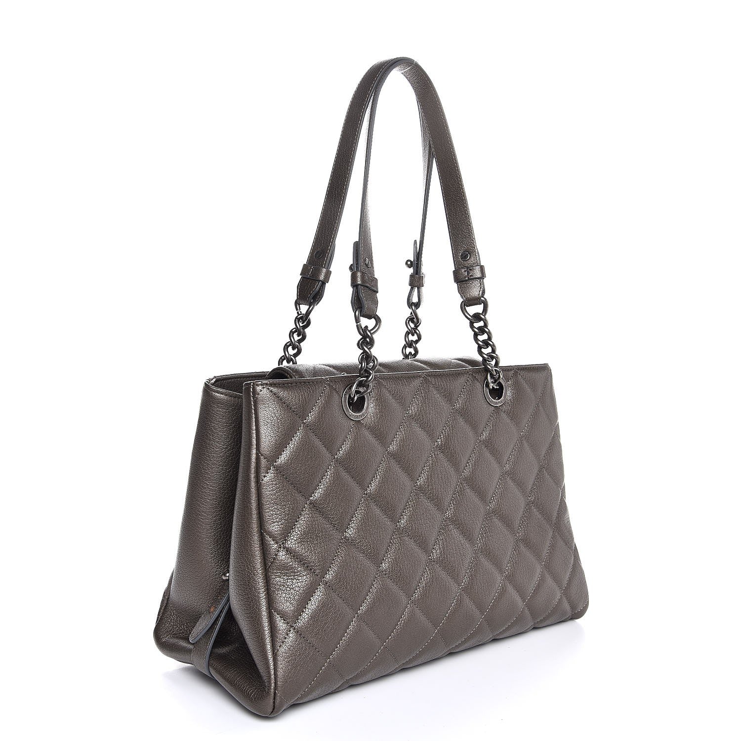 Chanel Metallic Goatskin Quilted Large City Rock Shopping Bag Silver 4 of 8