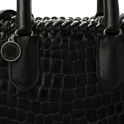 Stella McCartney Faux Leather Crocodile Embossed Mini Falabella Box Top Handle Bag Black 7 of 9