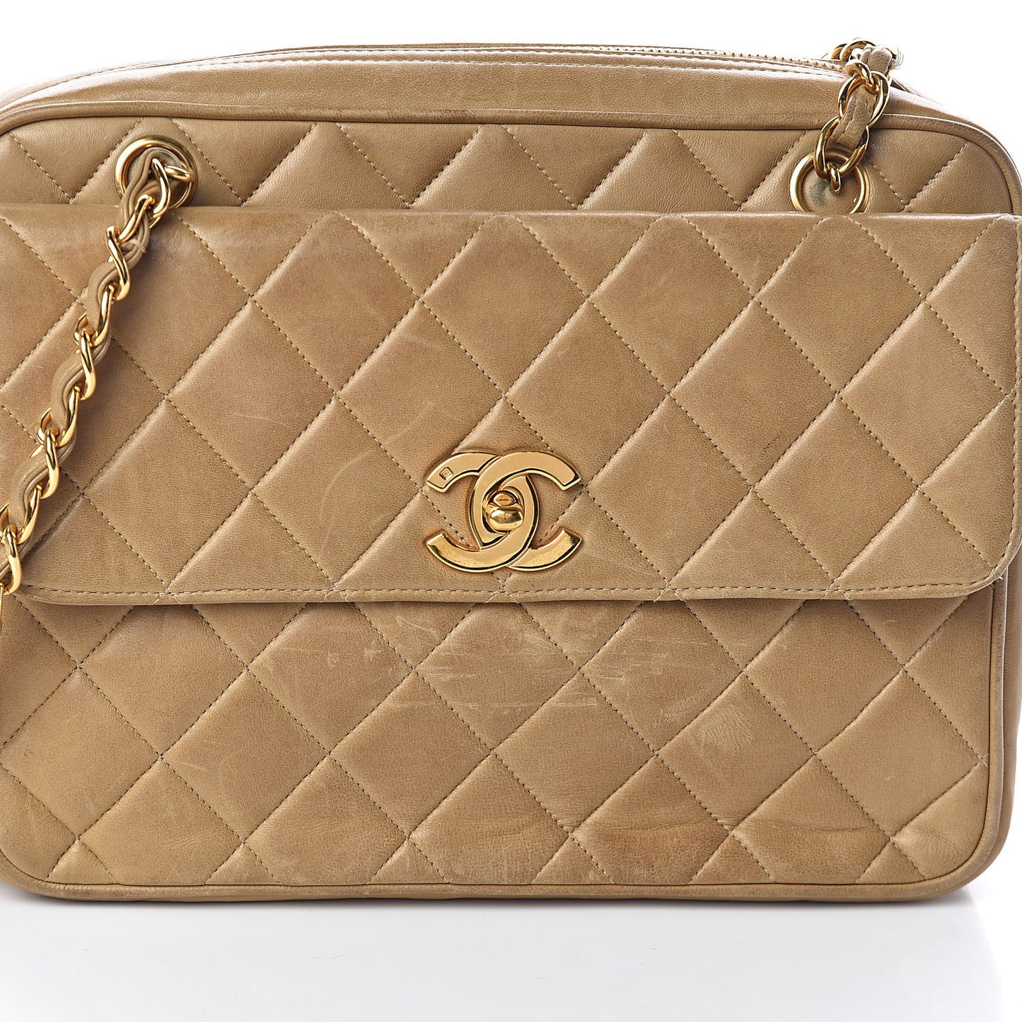 Lambskin Quilted Flap Camera Case