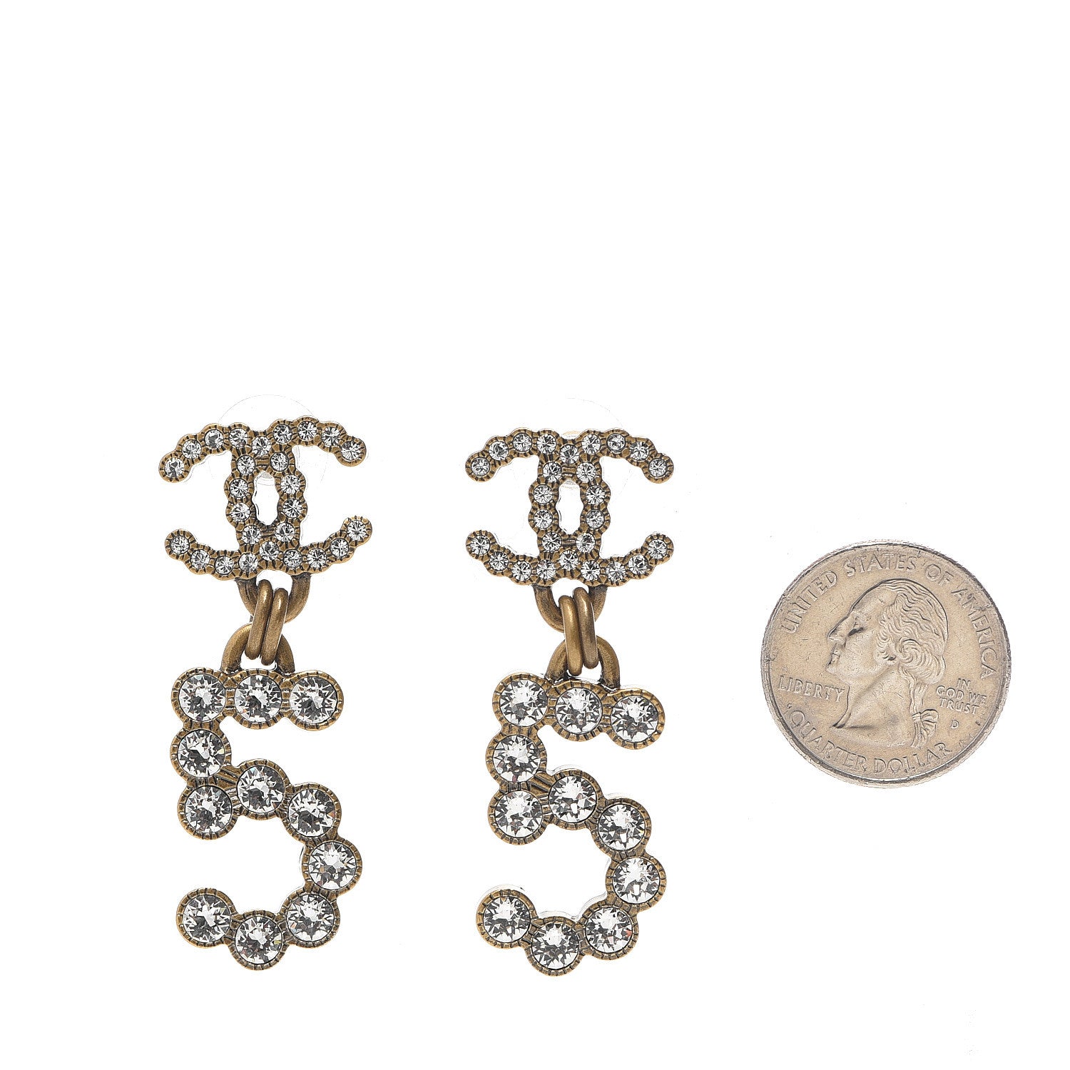 Chanel Metal Crystal City of Lights No 5 Drop Earrings Gold 2 of 4