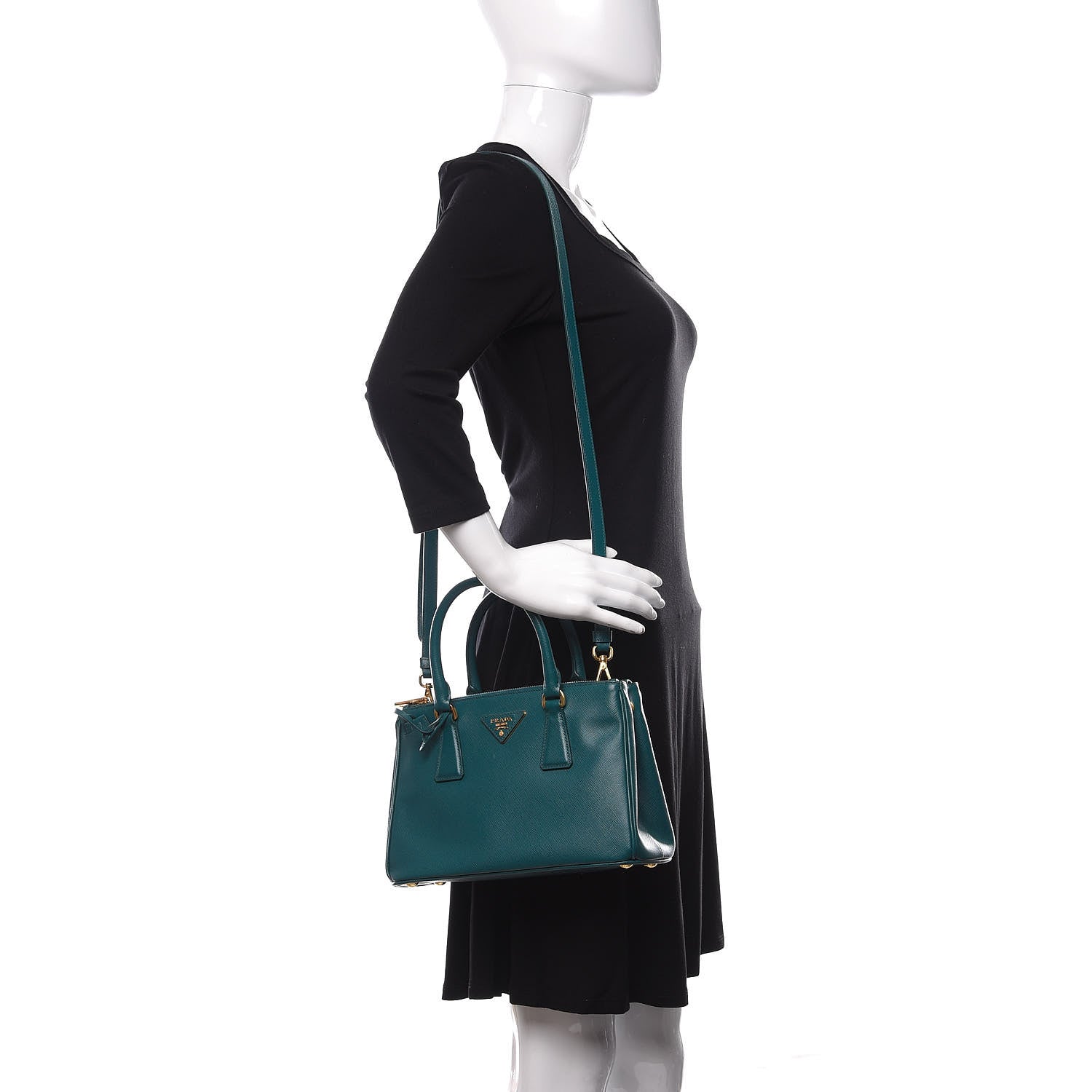 Prada Saffiano Lux Mini Galleria Double Zip Tote Ottanio 2 of 10