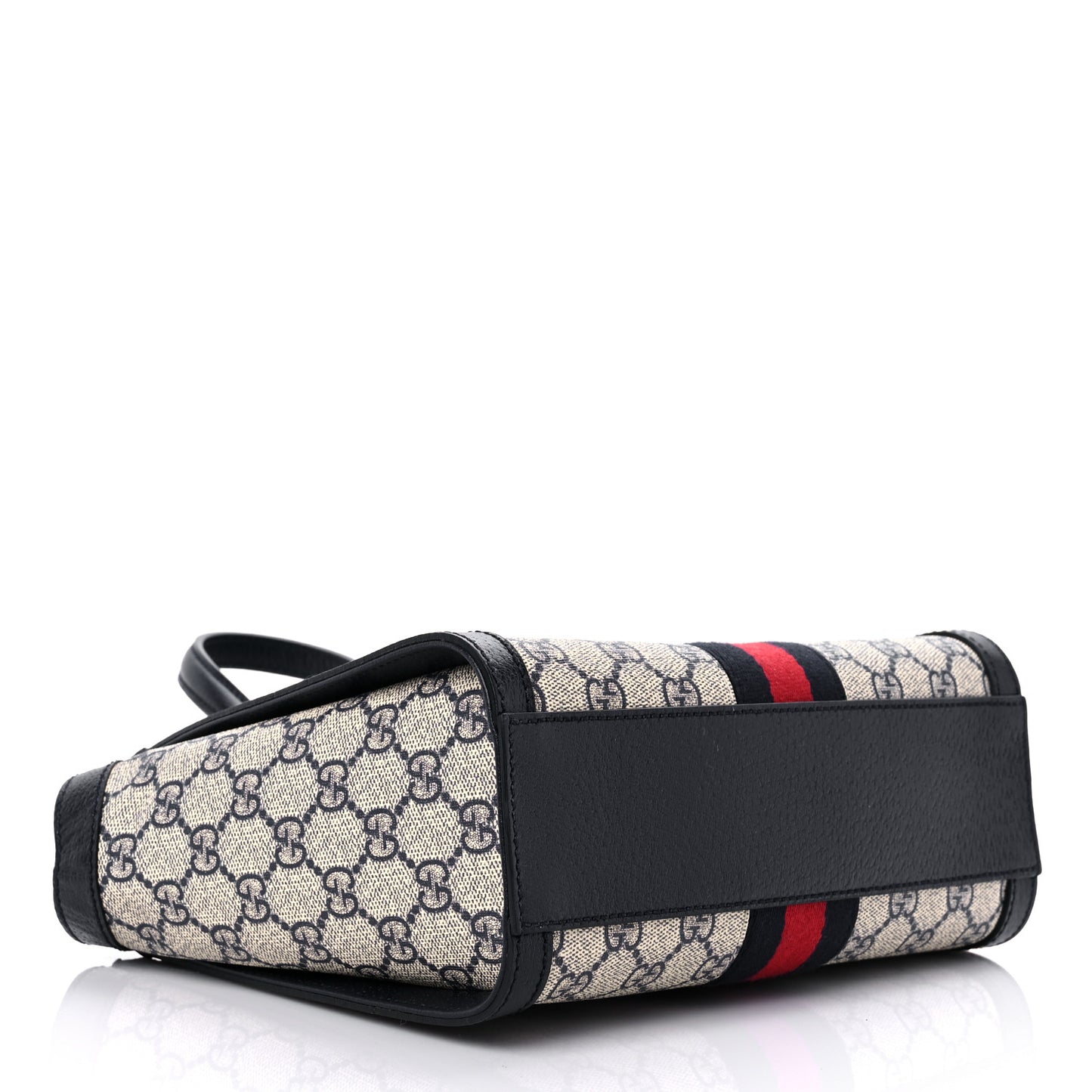 GG Supreme Monogram Textured Dollar Calfskin Web Small Ophidia Tote Bag Beige Blue