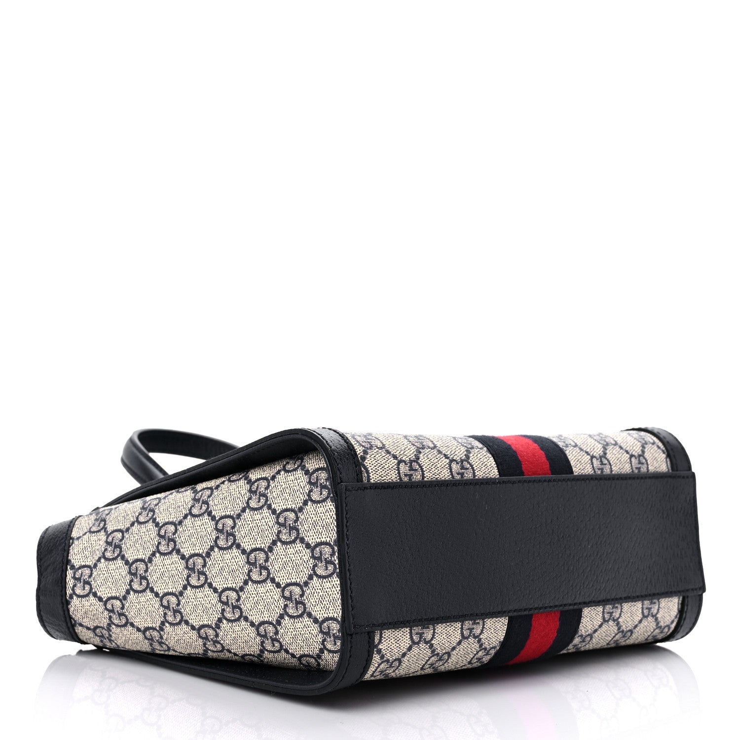 Gucci GG Supreme Monogram Textured Dollar Calfskin Web Small Ophidia Tote Bag Beige Blue 4 of 11