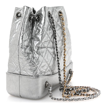 Chanel Metallic Crumpled Calfskin Quilted Small Gabrielle Backpack Silver 3 of 11