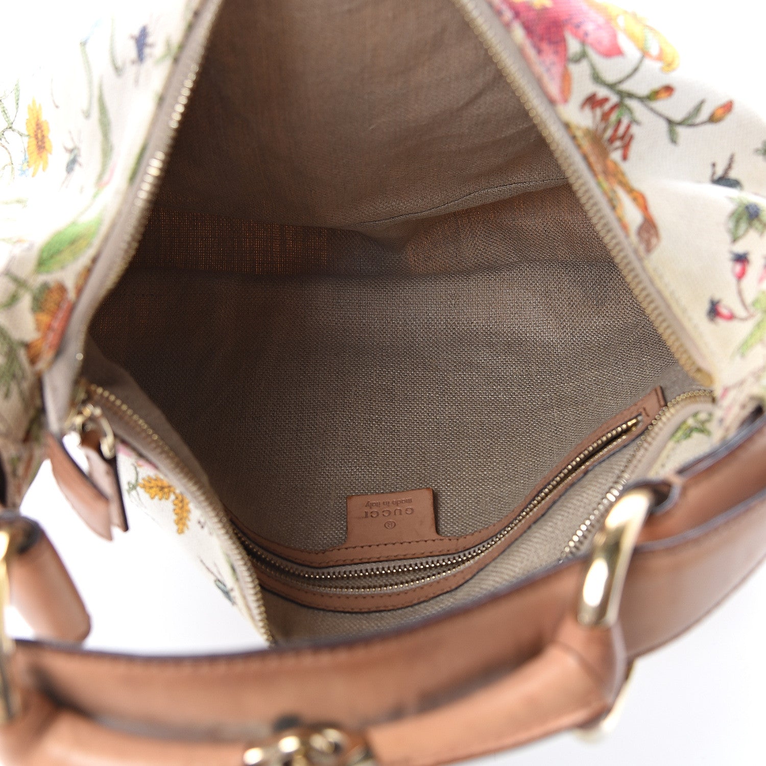 Gucci Canvas Medium Flora Floral Horsebit Chain Hobo White 4 of 8