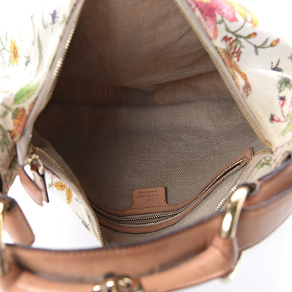 Gucci Canvas Medium Flora Floral Horsebit Chain Hobo White 4 of 8
