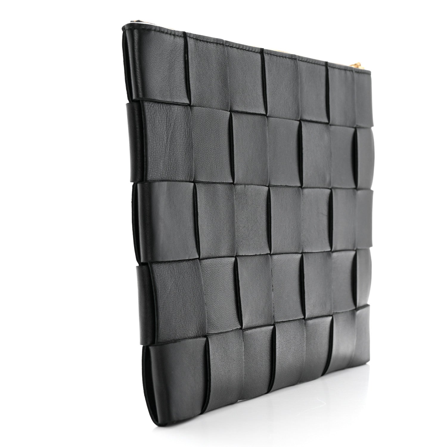 Bottega Veneta Nappa Maxi Intrecciato Cassette Flat Zip Medium Pouch Black 3 of 8
